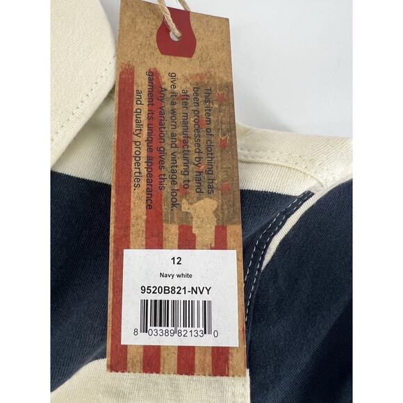 Tailor Vintage Polo Shirt Kids Size 12 Blue Cream Short Sleeve Dressy Cotton New - Picture 3 of 5